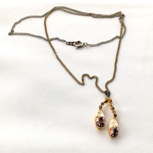 Vintage JBB Ceramic Dutch Shoes Necklace With Crystals